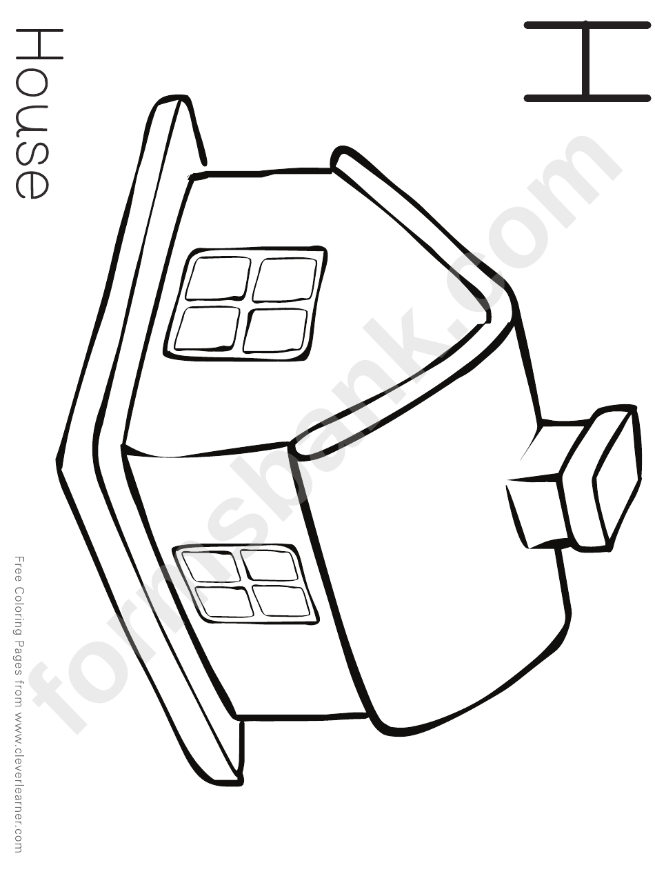 H Is For House (Coloring Page For Children)