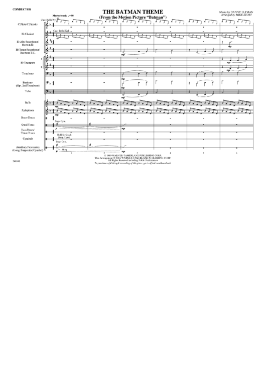 The Batman Theme Music By Danny Elfman Printable pdf