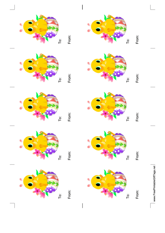 Easter Chick Gift Tag Template - 10 Per Page Printable pdf