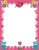 Cupids, Hearts And Teddy Bears Valentine's Page Border Template