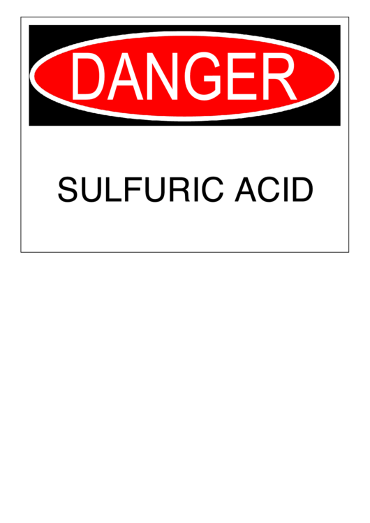 Danger - Sulfuric Acid Sign Template Printable pdf