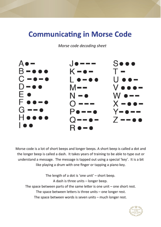 Morse Code Sheet