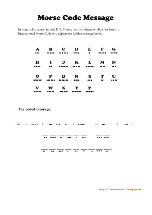 Free Printable Morse Code Worksheets Pdf