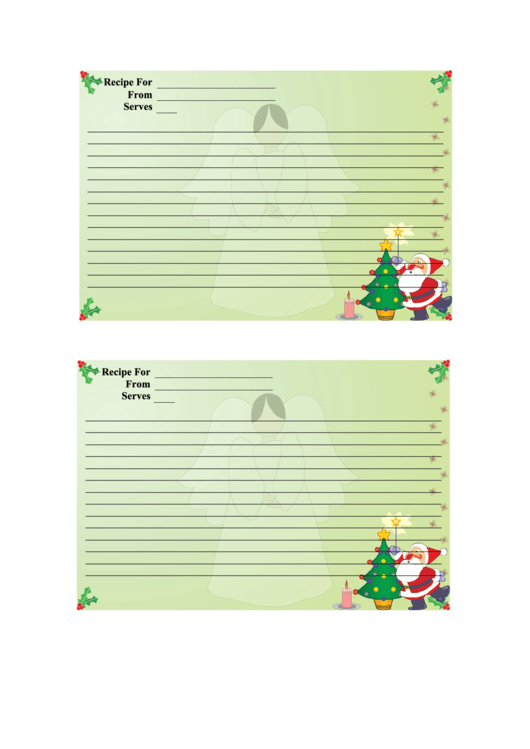 Christmas Recipe Card Template Printable pdf