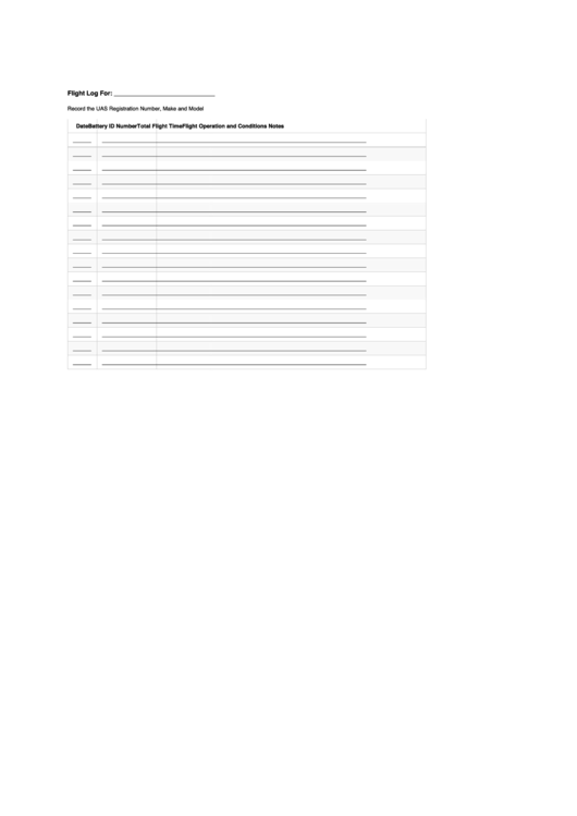 Flight Log Template Printable pdf