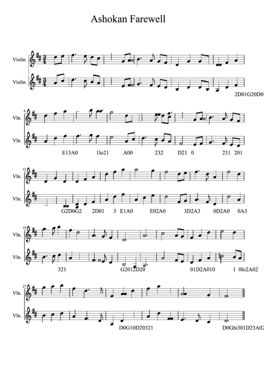 Ashokan Farewell (Harmony) Sheet Music Printable pdf