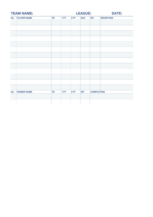 Stat Sheet Template Printable pdf