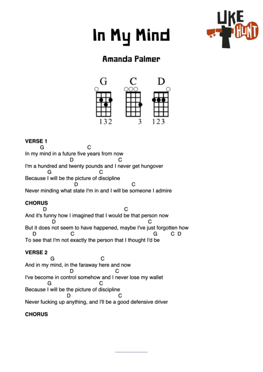 In My Mind - Amanda Palmer (Ukulele) Printable pdf