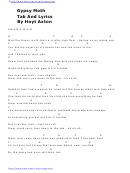 Gypsy Moth (tab And Lyrics By Hoyt Axton)