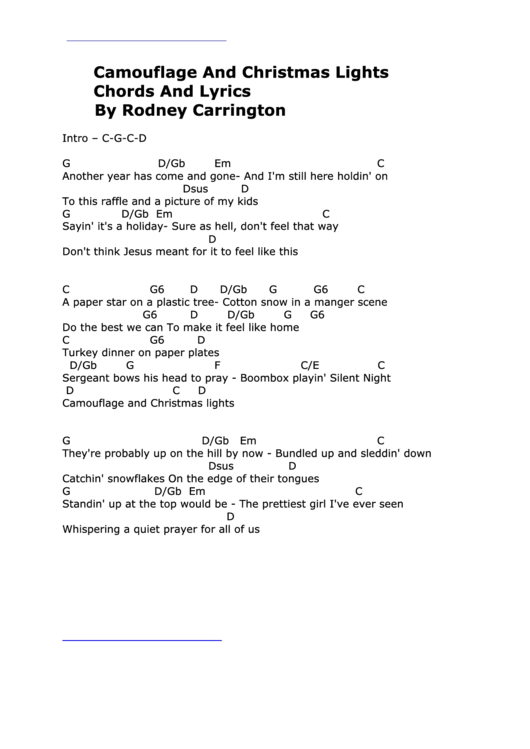 Camouflage And Christmas Lights (Chords And Lyrics By Rodney Carrington) Printable pdf