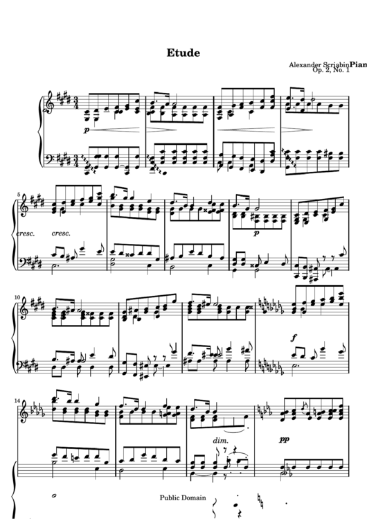 Etude - Alexander Scriabin (Piano) Printable pdf