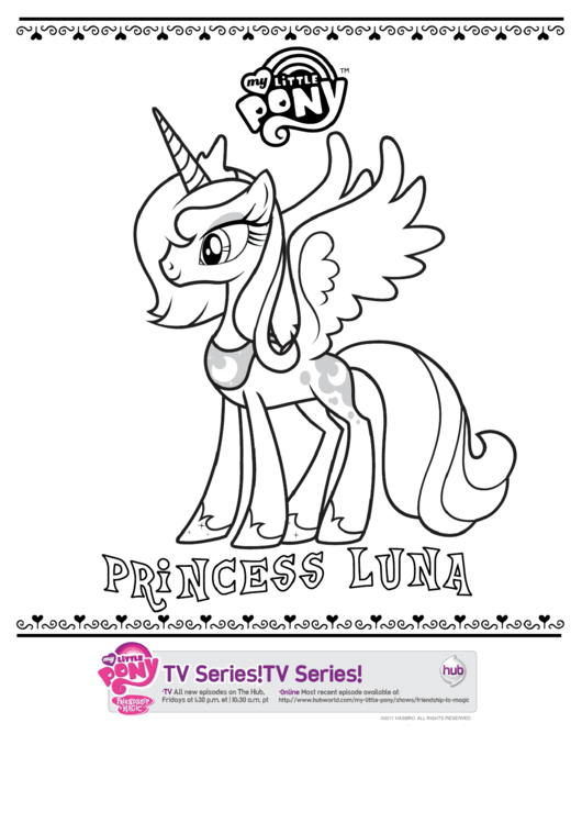 Pony Princess Luna Coloring Page Printable pdf