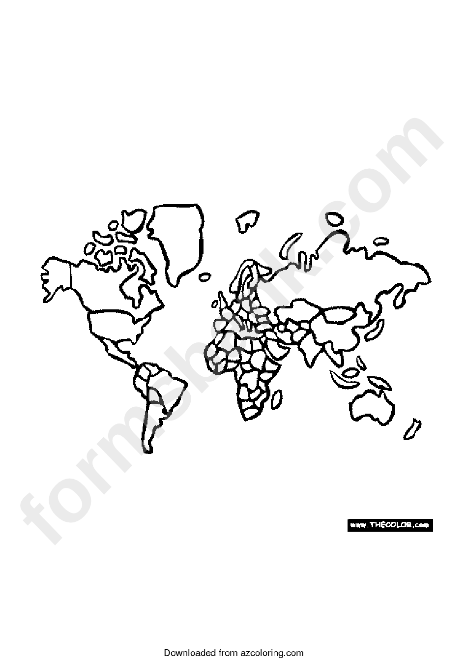 Globe Map Coloring Sheet