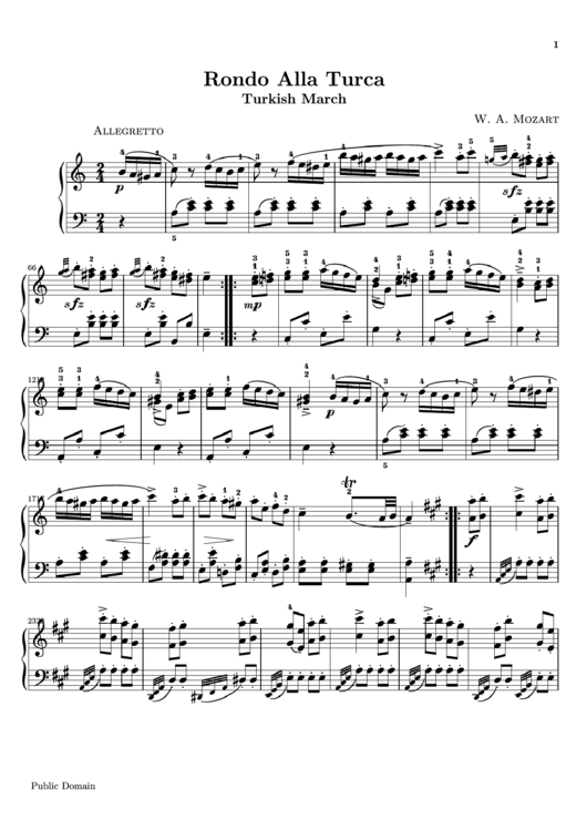 Rondo Alla Turca - W. A. Mozart Printable pdf