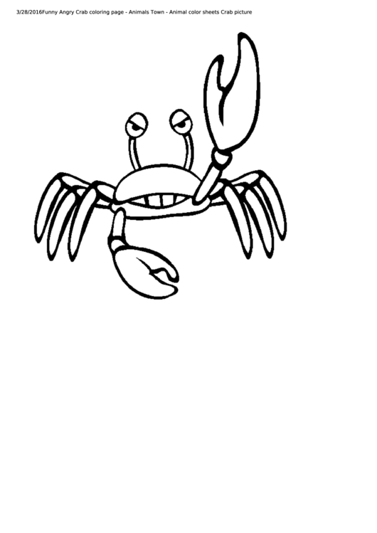 Funny Angry Crab Coloring Page Printable pdf