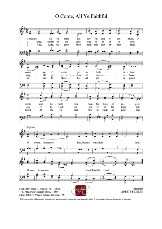 O Come, All Ye Faithful - Hymnary Printable pdf