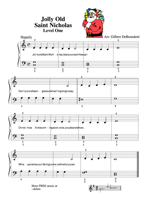 Jolly Old Saint Nicholas (Level One) Printable pdf