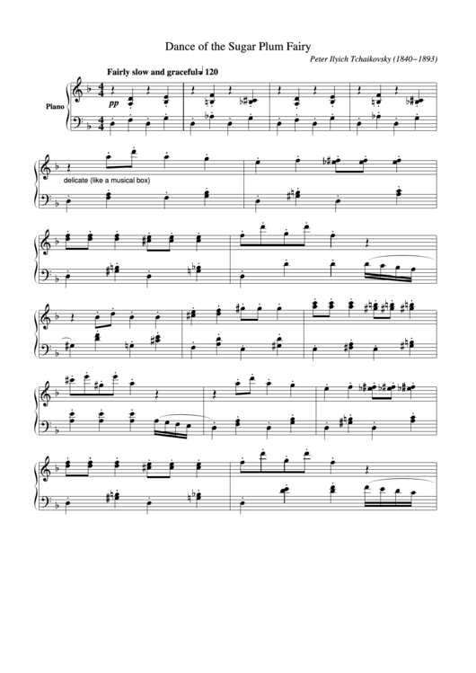 Dance Of The Sugar Plum Fairy - P. I. Tchaikovsky Printable pdf