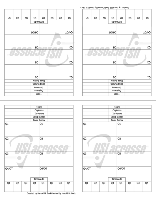 Lacrosse Score Card Printable pdf