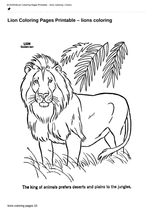Lion Coloring Page Template Printable pdf