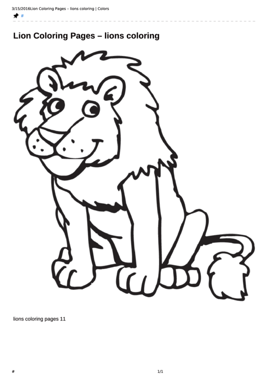Lion Coloring Pages - Lions Coloring Printable pdf