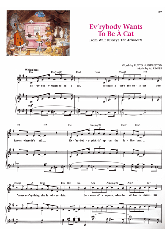 Everybody Wants To Be A Cat - The Aristocats Printable pdf