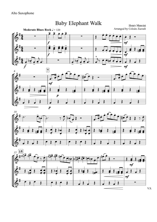 Baby Elephant Walk - Henry Mancini - Alto Saxophone Printable pdf