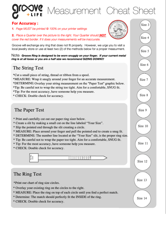 Measurement Cheat Sheet Printable pdf