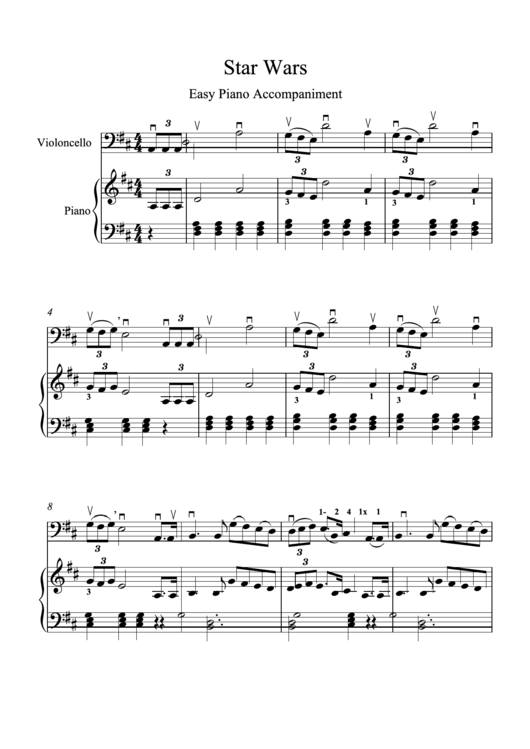 Star Wars - Easy Piano Accompaniment Printable pdf