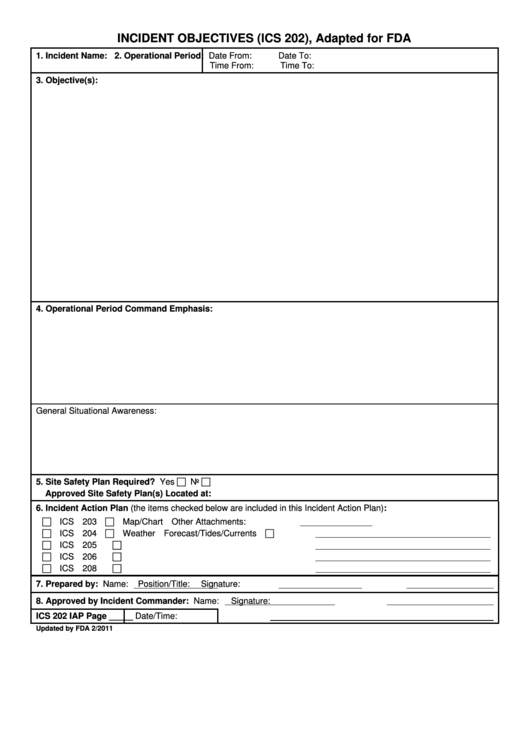 Incident Objectives (Ics 202) Printable pdf