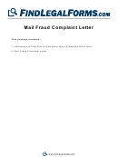 Mail Fraud Complaint Letter