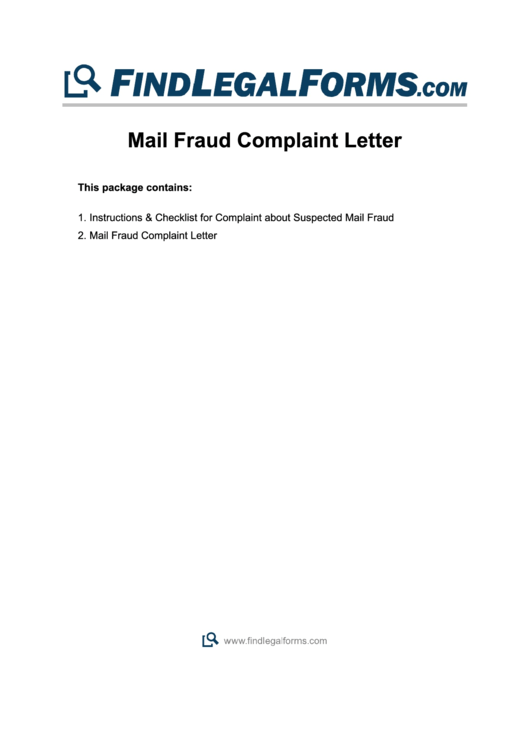 Mail Fraud Complaint Letter Printable pdf