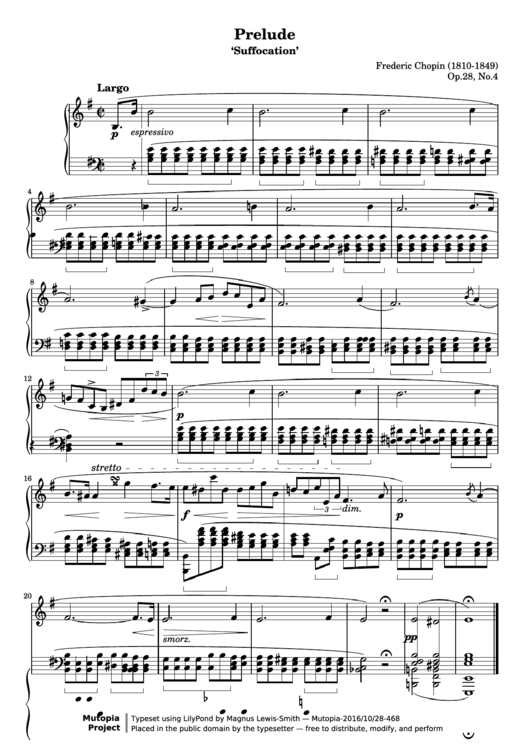 Prelude - By Frederic Chopin Printable pdf