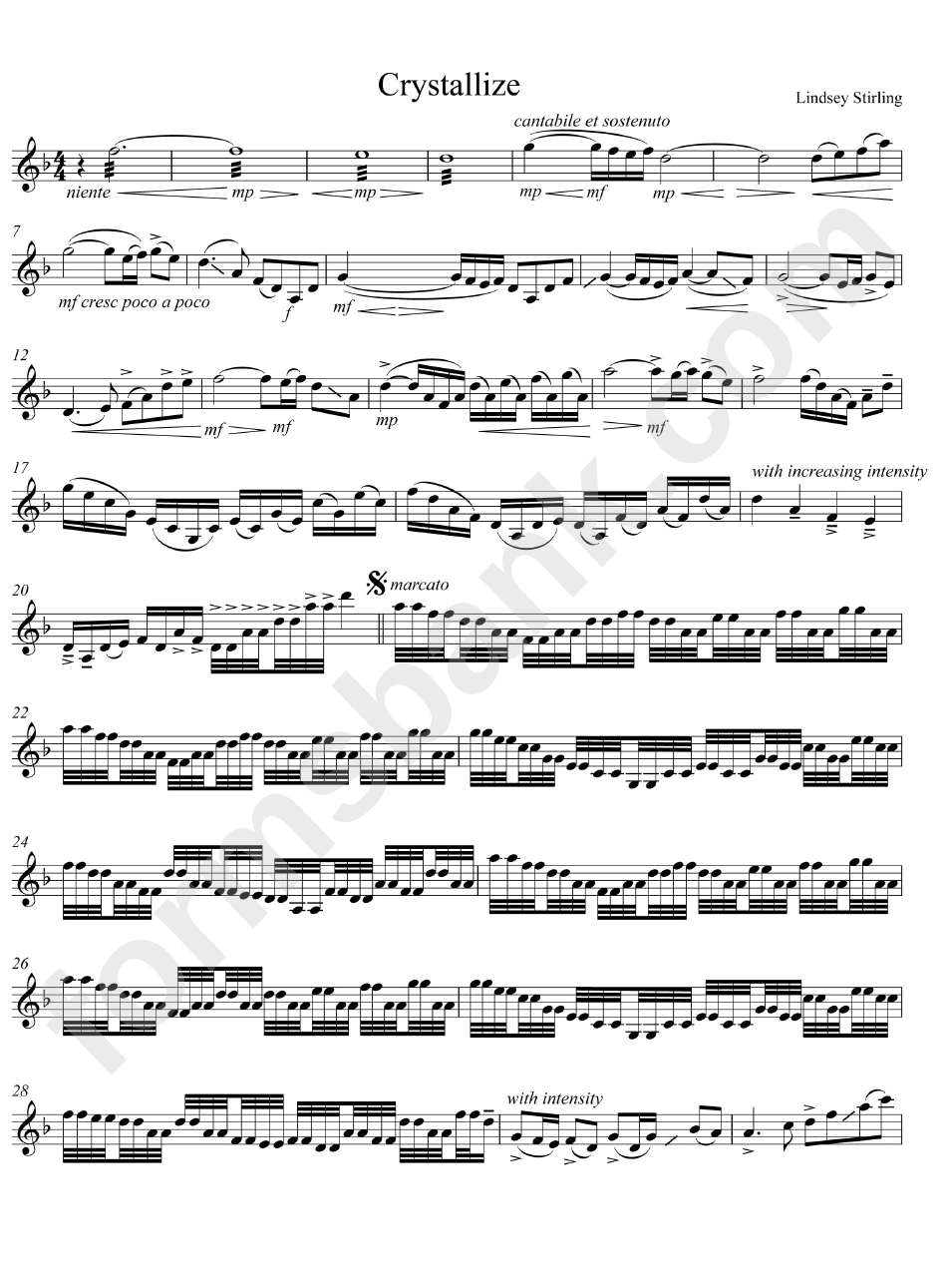 Crystallize By Lindsey Stirling Printable Pdf Download