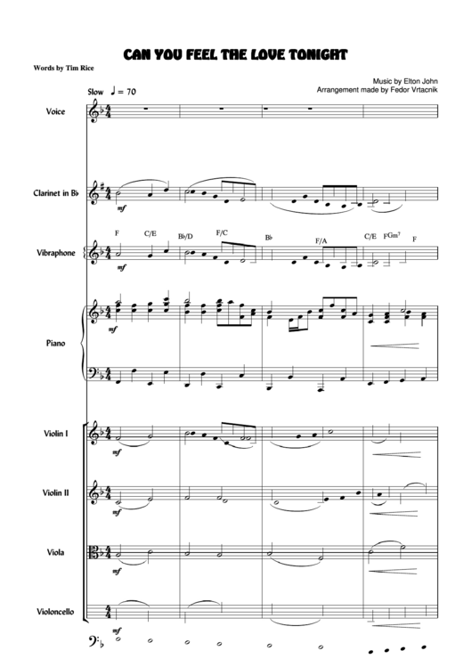 Can You Feel Love Tonight - By Elton John Printable pdf