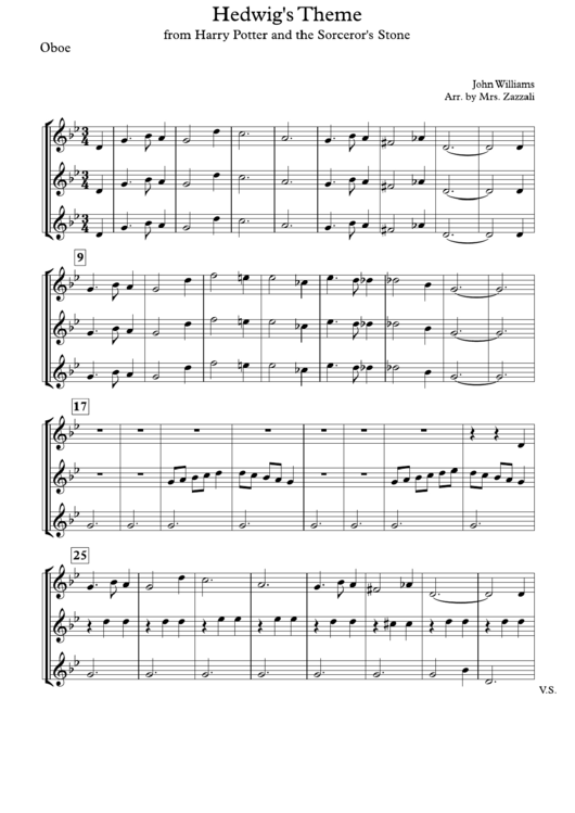 Hedwigs Theme -by John Williams - Oboe