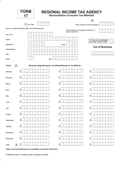 2006 Reconciliation Of Return Of Income Tax Withheld - Form 17