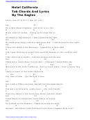 Hotel California - Chords And Lyrics By The Eagles