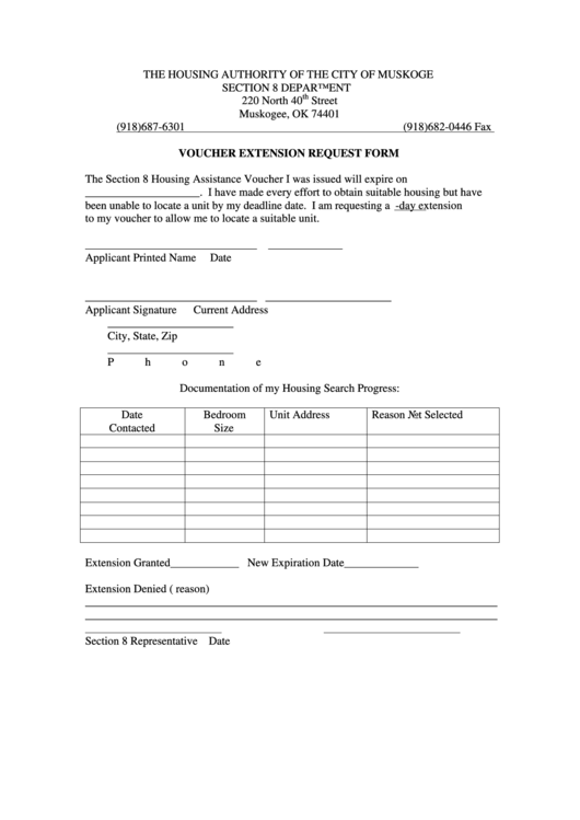 Voucher Extension Request Form Printable pdf