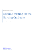 Resume Writing For The Nursing Graduate