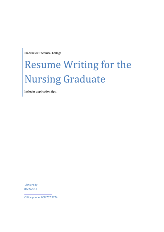Resume Writing For The Nursing Graduate Printable pdf