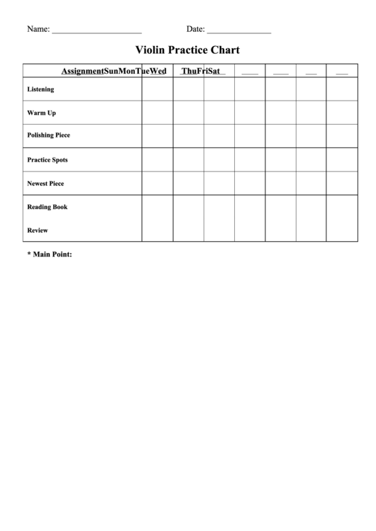 Violin Practice Chart Printable pdf