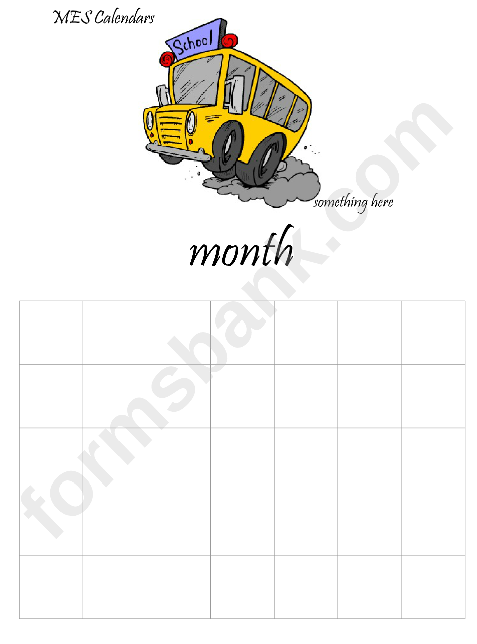 School Monthly Calendar Template