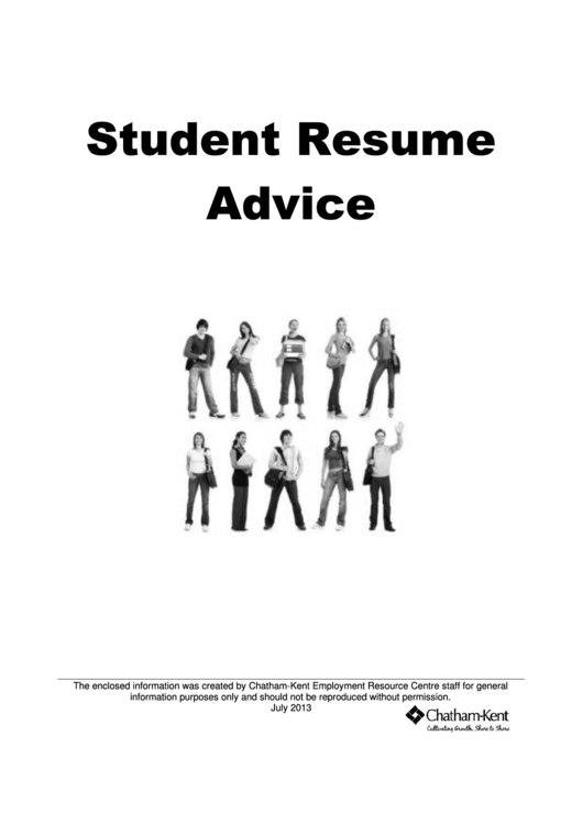 Student Resume Advice Printable pdf