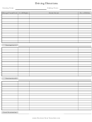 Driving Directions Spreadsheet Template
