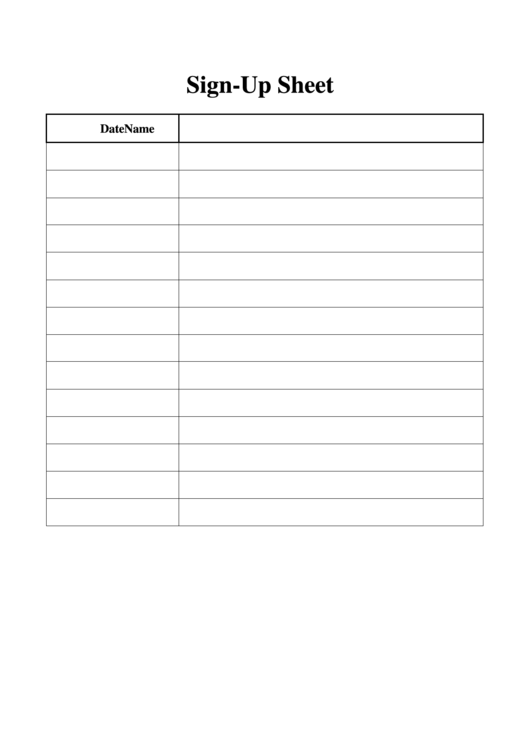 Sign-Up Sheet Printable pdf