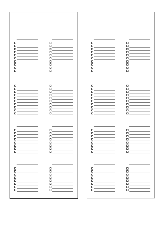 Blank Checklist Template Printable pdf