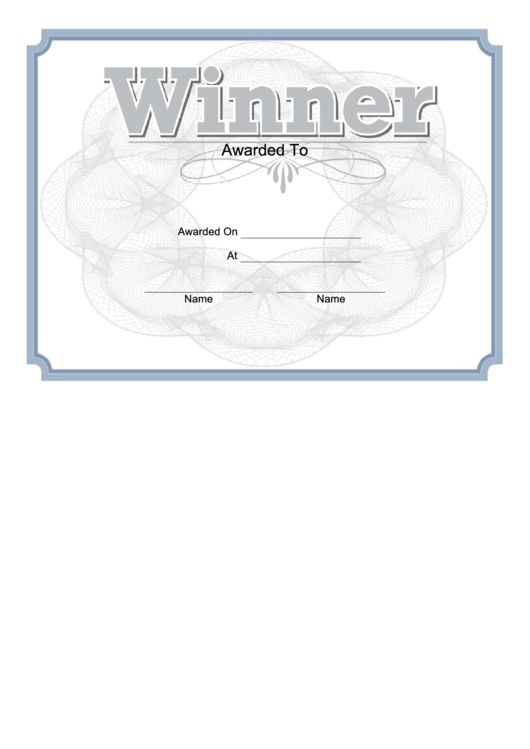 Winner Certificate Template Printable pdf