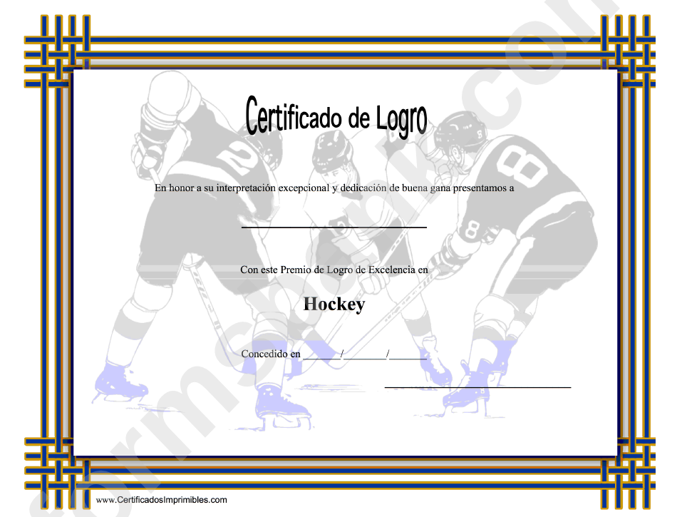 Hockey Certificate Of Achievement Template
