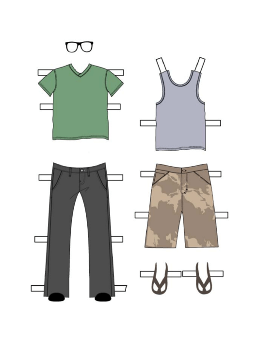 Boy Paper Doll Outfits Jeans Shorts